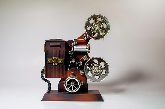 Close-up of a film reel or projector lens